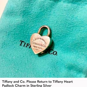 Tiffany and Co. Please Return to Tiffany Heart Padlock Charm in Sterling Silver